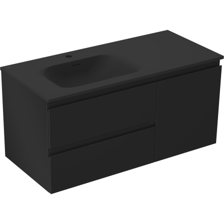Mexen Orio kúpeľňová skrinka 100 cm s umývadlom Vela ľavou, 2S, 1D, čierna matná - 91A13-10047-3-BBFFF71-W23L71