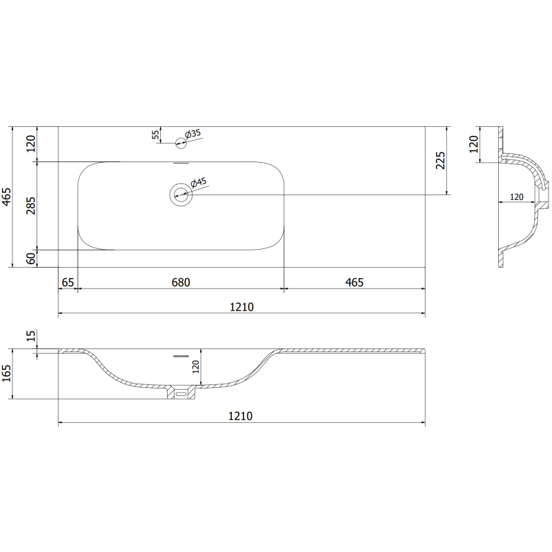 Mexen Orio skrinka do kúpeľne 120 cm s umývadlom Vela ľavou, 2S, 1D, sivá mat/biela mat - 91A13-12047-3-BBFFF62-W23L01