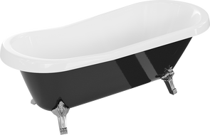 Mexen Retro voľne stojaca vaňa 170 x 75 cm, biela/čierna, nohy chróm - 53251707575-00