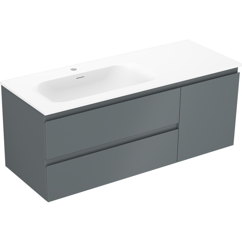 Mexen Orio kúpeľňová skrinka 120 cm s umývadlom Vela ľavou, 2S, 1D, grafit mat/biela mat - 91A13-12047-3-BBFFF66-W23L01