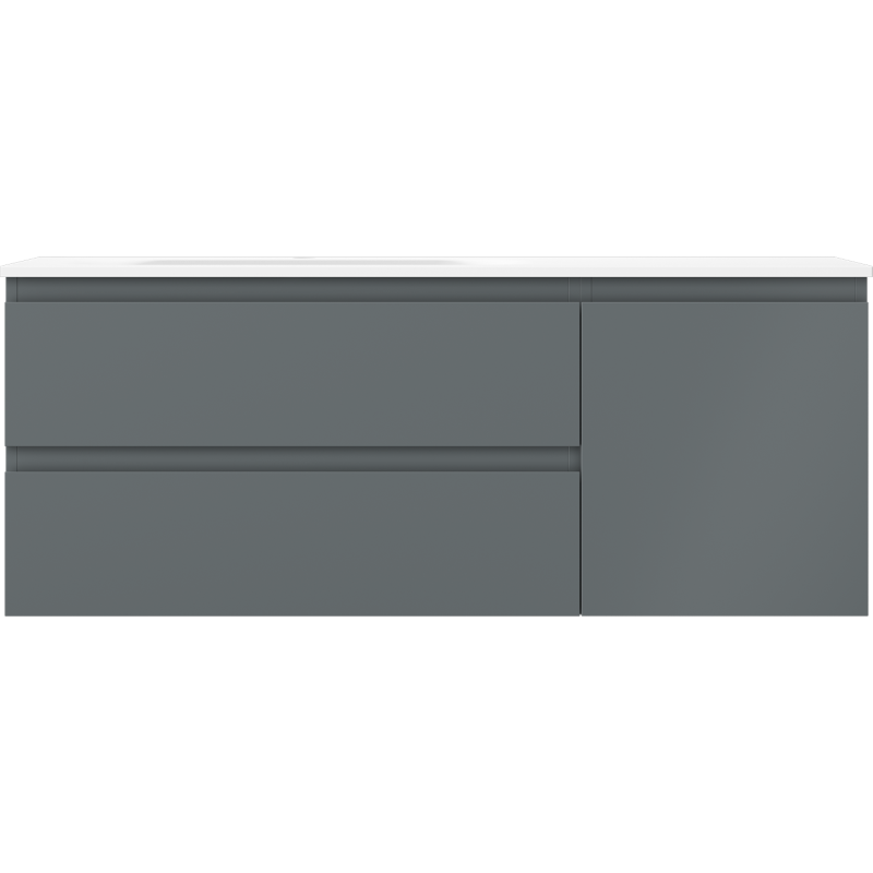 Mexen Orio kúpeľňová skrinka 120 cm s umývadlom Vela ľavá, 2S, 1D, grafit mat/biela mat - 91A13-12047-3-BBFFF66-W23L01