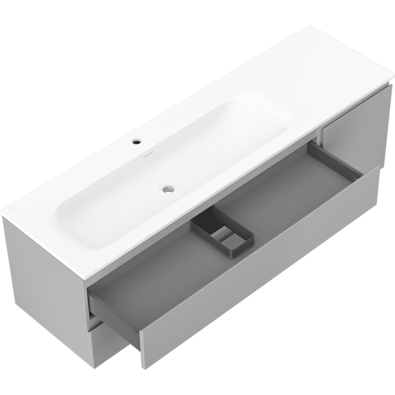 Mexen Orio kúpeľňová skrinka 160 cm s umývadlom Vela ľavým, 2S, 1D, sivá matná/biela matná - 91A13-16047-3-BBFFF62-W23L01