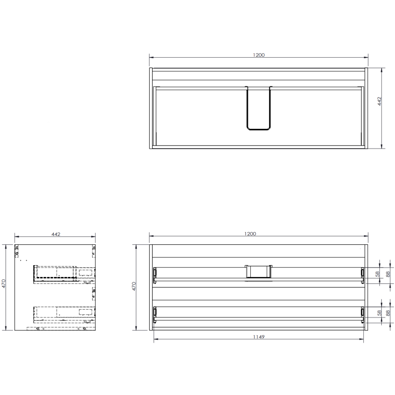 Mexen Orio kúpeľňová skrinka 160 cm s umývadlom Vela ľavá, 2S, 1D, grafit mat/biela mat - 91A13-16047-3-BBFFF66-W23L01