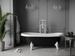 Mexen Retro voľne stojaca vaňa 170 x 75 cm, biela/čierna, nohy biele - 53251707575-20