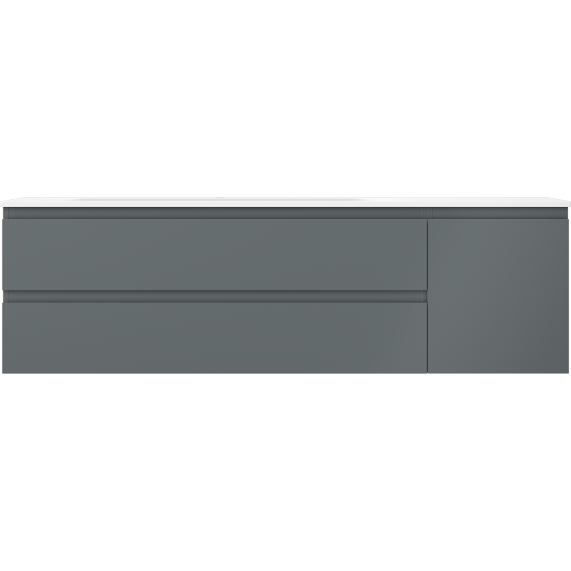 Mexen Orio kúpeľňová skrinka 160 cm s umývadlom Vela ľavá, 2S, 1D, grafit mat/biela mat - 91A13-16047-3-BBFFF66-W23L01