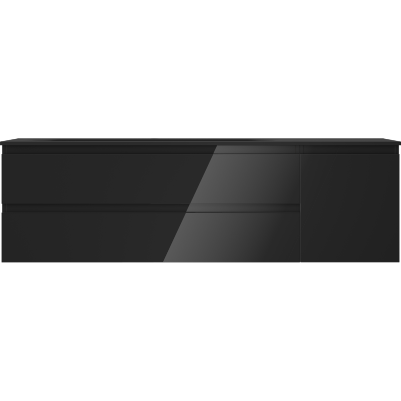 Mexen Orio kúpeľňová skrinka 160 cm s umývadlom Vela ľavá, 2S, 1D, čierny lesk/čierny mat - 91A13-16047-3-BBFFF70-W23L71