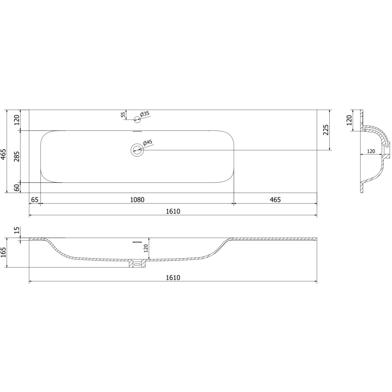 Mexen Orio kúpeľňová skrinka 160 cm s umývadlom Vela ľavým, 2S, 1D, čierna mat - 91A13-16047-3-BBFFF71-W23L71