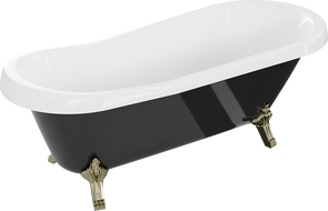 Mexen Retro voľne stojaca vaňa 170 x 75 cm, biela/čierna, zlaté nohy - 53251707575-50