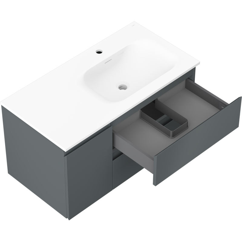 Mexen Orio kúpeľňová skrinka 90 cm s umývadlom Vela pravá, 2S, 1D, grafit mat/biela mat - 91A13-09047-3-BBFFF66-W23P01