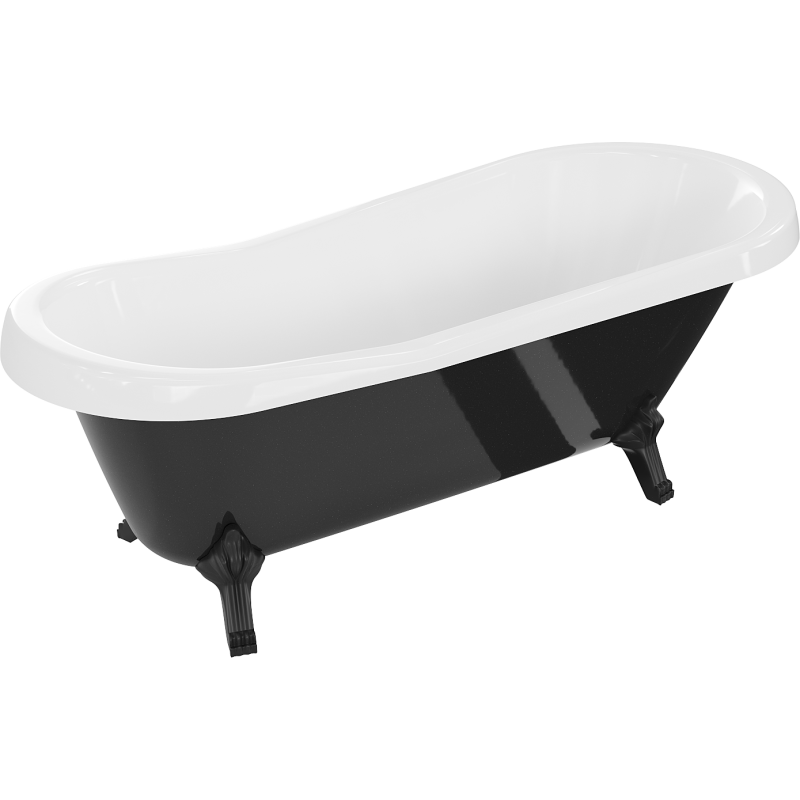 Mexen Retro voľne stojaca vaňa 170 x 75 cm, biela/čierna, čierne nohy - 53251707575-70
