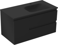 Mexen Orio kúpeľňová skrinka 90 cm s pravým umývadlom Vela, 2S, 1D, čierna matná - 91A13-09047-3-BBFFF71-W23P71
