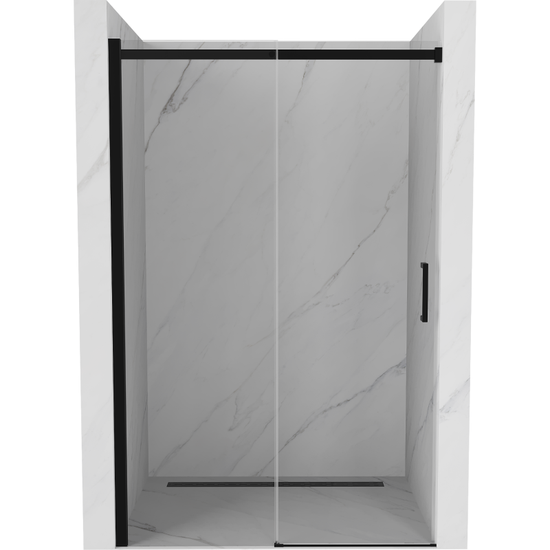 Mexen Omega sprchové dvere posuvné 140 cm, priehľadné, čierne 825-140-000-70-00