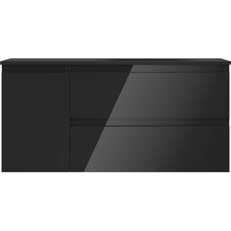Mexen Orio kúpeľňová skrinka 100 cm s umývadlom Vela pravá, 2S, 1D, čierna lesklá/čierna matná