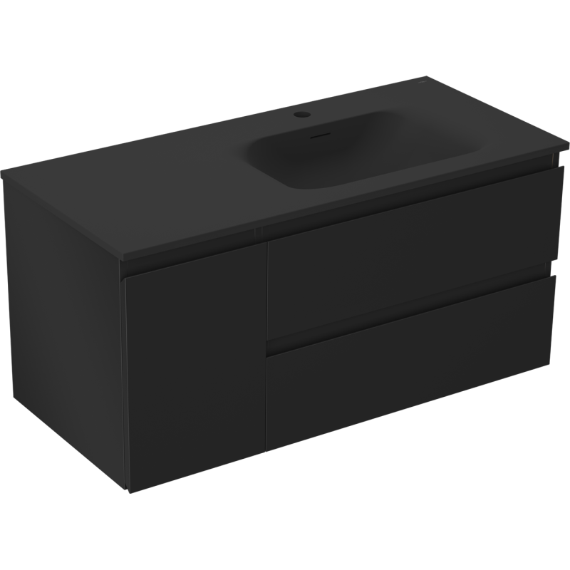 Mexen Orio kúpeľňová skrinka 100 cm s umývadlom Vela pravá, 2S, 1D, čierna matná - 91A13-10047-3-BBFFF71-W23P71