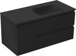 Mexen Orio kúpeľňová skrinka 100 cm s umývadlom Vela pravá, 2S, 1D, čierna matná - 91A13-10047-3-BBFFF71-W23P71