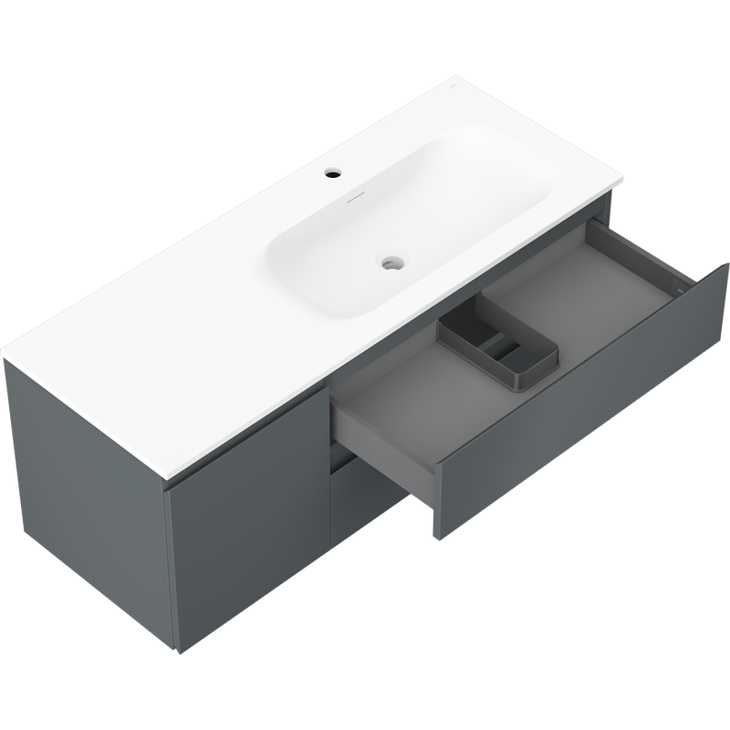 Mexen Orio kúpeľňová skrinka 120 cm s umývadlom Vela pravým, 2S, 1D, grafit mat/biela mat - 91A13-12047-3-BBFFF66-W23P01