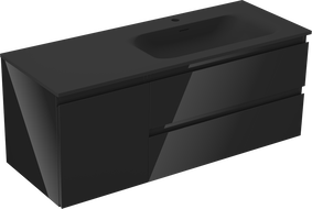 Mexen Orio kúpeľňová skrinka 120 cm s umývadlom Vela pravá, 2S, 1D, čierna lesk/čierna mat - 91A13-12047-3-BBFFF70-W23P71