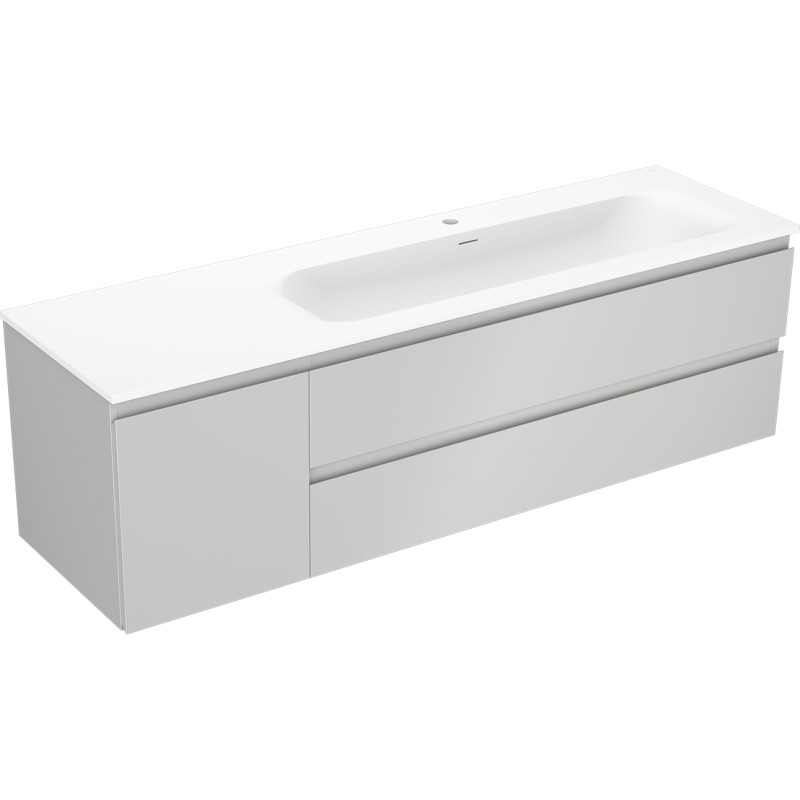 Mexen Orio kúpeľňová skrinka 160 cm s umývadlom Vela pravým, 2S, 1D, sivá matná/biela matná