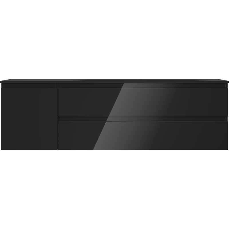 Mexen Orio kúpeľňová skrinka 160 cm s umývadlom Vela pravým, 2S, 1D, čierny lesk/čierna mat - 91A13-16047-3-BBFFF70-W23P71