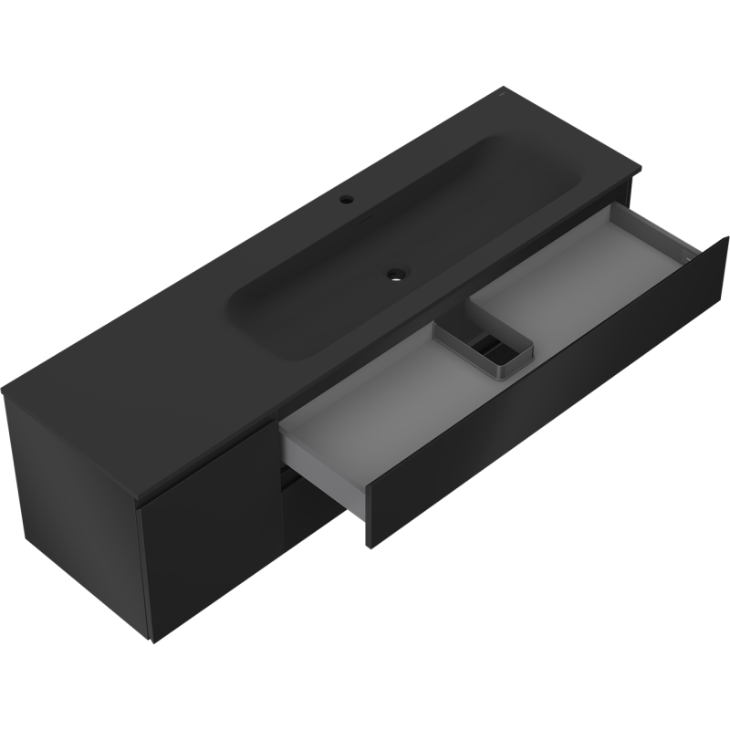 Mexen Orio kúpeľňová skrinka 160 cm s umývadlom Vela pravá, 2S, 1D, čierna matná - 91A13-16047-3-BBFFF71-W23P71