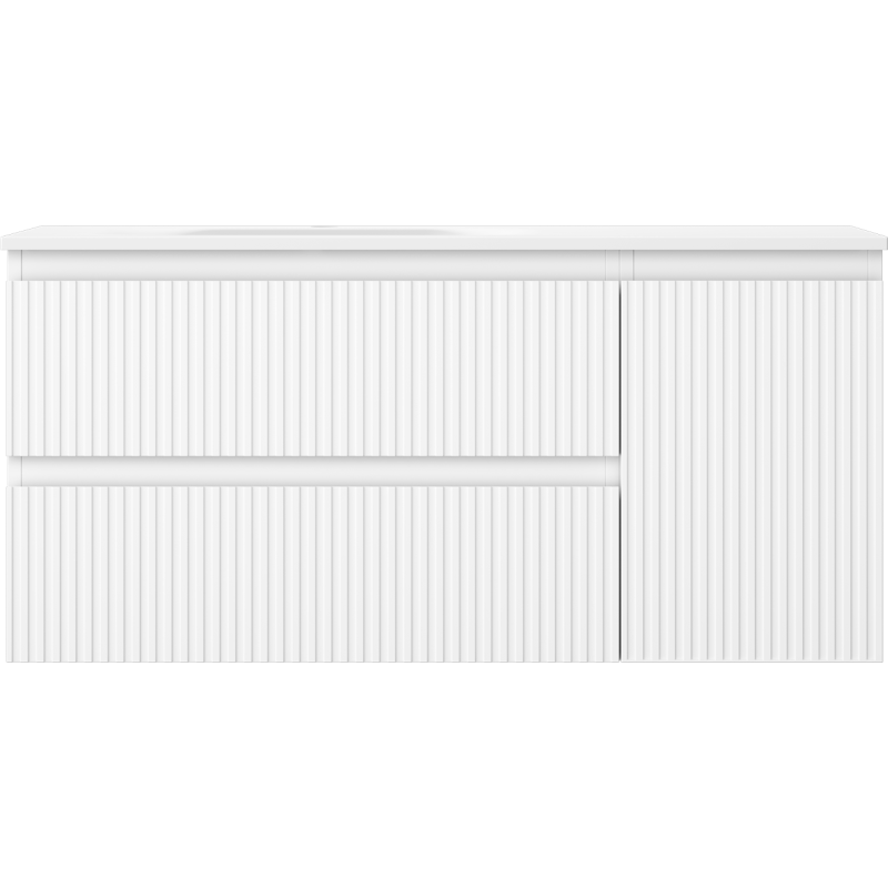 Mexen Rivel kúpeľňová skrinka 100 cm s umývadlom Vela ľavou, 2S, 1D, ryhovaná, biela matná - 91A23-10047-3-BBFFF01-W23L01