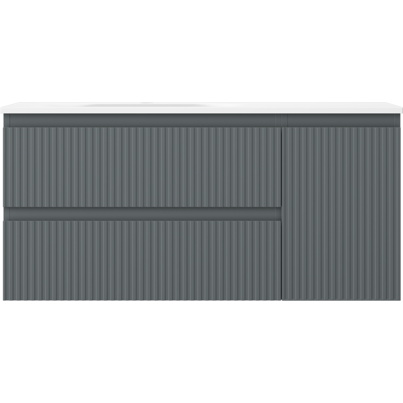 Mexen Rivel kúpeľňová skrinka 100 cm s umývadlom Vela ľavá, 2S, 1D, ryhovaná, grafit/biela matná - 91A23-10047-3-BBFFF66-W23L01