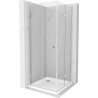 Mexen Lima Duo skladacia sprcha 80 x 80 cm, priehľadná, chróm + sprchová vanička Flat - 856-080-080-01-02-4010