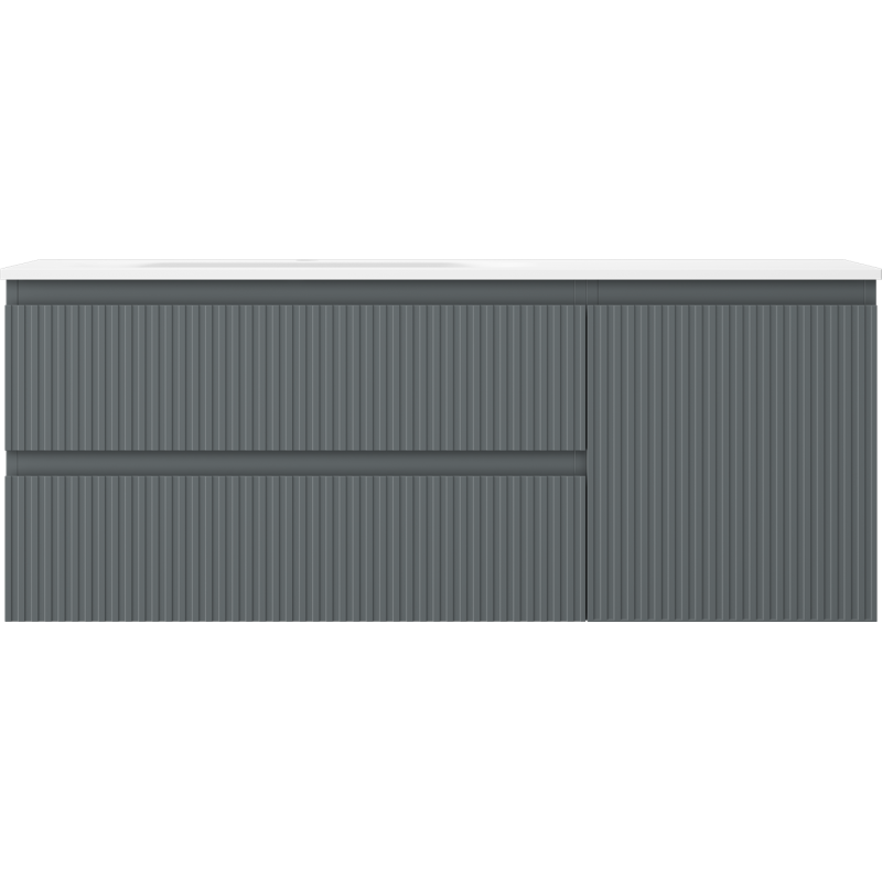 Mexen Rivel kúpeľňová skrinka 120 cm s umývadlom Vela ľavou, 2S, 1D, ryhovaná, grafit/biela matná - 91A23-12047-3-BBFFF66-W23L01