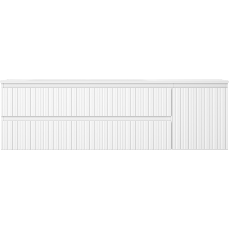 Mexen Rivel kúpeľňová skrinka 160 cm s umývadlom Vela ľavá, 2S, 1D, ryhovaná, biela matná - 91A23-16047-3-BBFFF01-W23L01