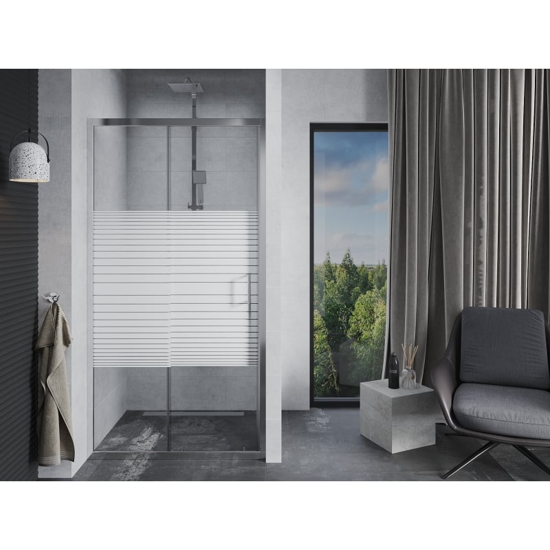 Mexen Apia posuvné sprchové dvere 90 cm, pruhy, chróm - 845-090-000-01-20