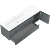 Mexen Rivel kúpeľňová skrinka 160 cm s umývadlom Vela ľavá, 2S, 1D, ryhovaná, grafit/biela matná - 91A23-16047-3-BBFFF66-W23L01