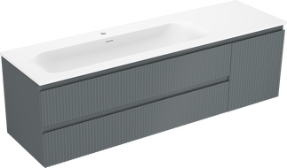Mexen Rivel kúpeľňová skrinka 160 cm s umývadlom Vela ľavá, 2S, 1D, ryhovaná, grafit/biela matná - 91A23-16047-3-BBFFF66-W23L01