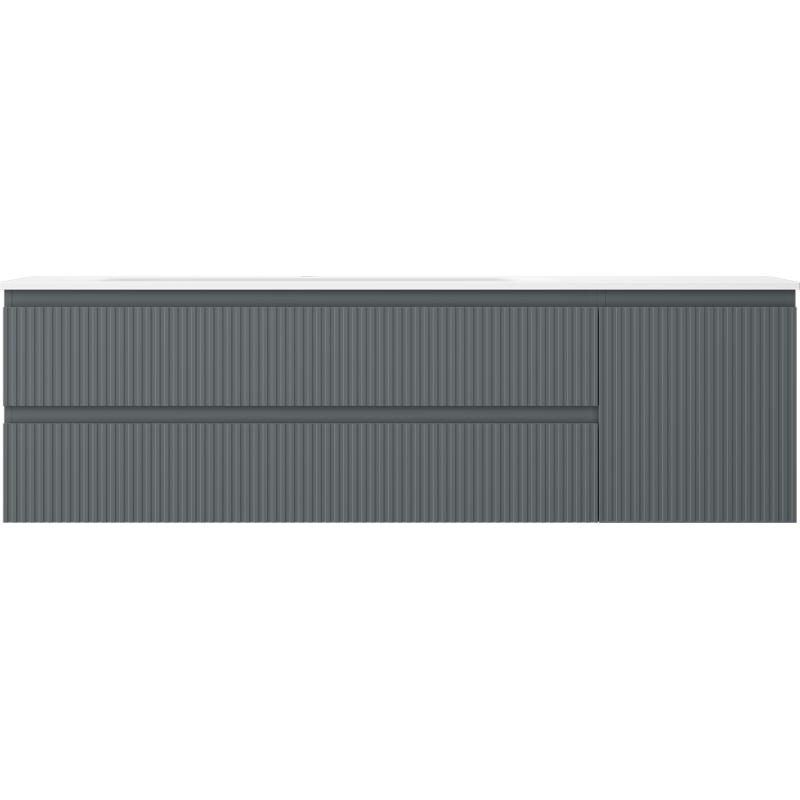 Mexen Rivel kúpeľňová skrinka 160 cm s umývadlom Vela ľavá, 2S, 1D, ryhovaná, grafit/biela matná - 91A23-16047-3-BBFFF66-W23L01