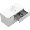 Mexen Rivel kúpeľňová skrinka 90 cm s umývadlom Vela pravá, 2Z, 1D, ryhovaná, šedá mat/ biela mat