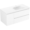 Mexen Rivel kúpeľňová skrinka 100 cm s umývadlom Vela pravá, 2S, 1D, ryhovaná, biela mat - 91A23-10047-3-BBFFF01-W23P01