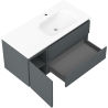Mexen Rivel kúpeľňová skrinka 100 cm s umývadlom Vela pravá, 2S, 1D, ryhovaná, grafit/biela matná - 91A23-10047-3-BBFFF66-W23P01