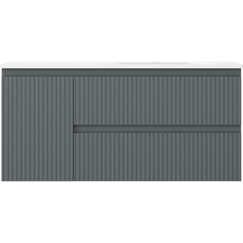 Mexen Rivel kúpeľňová skrinka 100 cm s umývadlom Vela pravá, 2S, 1D, ryhovaná, grafit/biela matná - 91A23-10047-3-BBFFF66-W23P01