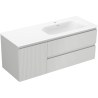 Mexen Rivel kúpeľňová skrinka 120 cm s umývadlom Vela pravá, 2S, 1D, ryhovaná, sivá/biela mat - 91A23-12047-3-BBFFF62-W23P01