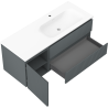 Mexen Rivel kúpeľňová skrinka 120 cm s umývadlom Vela pravá, 2S, 1D, ryhovaná, grafit/biela matná