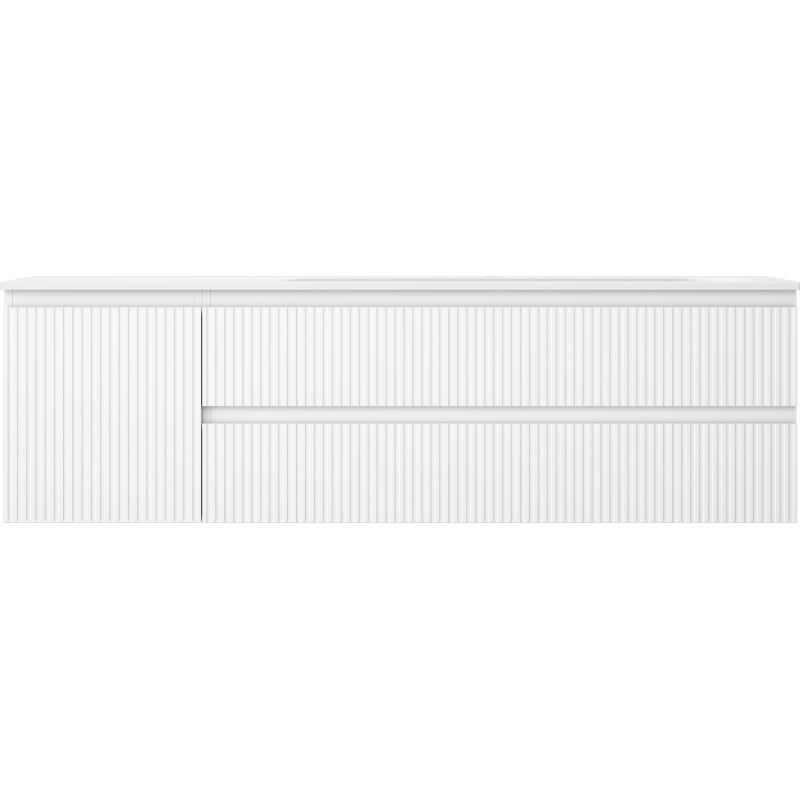 Mexen Rivel kúpeľňová skrinka 160 cm s umývadlom Vela pravým, 2S, 1D, ryhovaná, biela matná - 91A23-16047-3-BBFFF01-W23P01