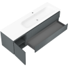 Mexen Rivel kúpeľňová skrinka 160 cm s pravým umývadlom Vela, 2S, 1D, ryhovaná, grafit/biela matná