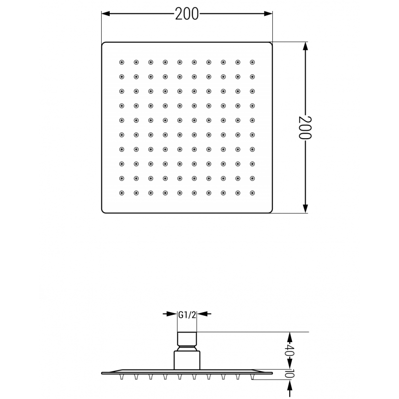Mexen Slim dažďová hlavica 20 x 20 cm, chróm - 79120-00