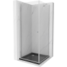 Mexen Pretoria sprchovací kút otočný 70 x 70 cm, transparentný, chróm + vanička Flat, čierna - 852-070-070-01-00-4070