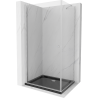 Mexen Pretoria sprchový kút otvárací 100 x 70 cm, transparentný, chróm + vanička Flat, čierny - 852-100-070-01-00-4070
