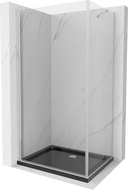 Mexen Pretoria sprchový kút otvárací 100 x 70 cm, transparentný, chróm + vanička Flat, čierny - 852-100-070-01-00-4070