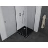 Mexen Pretoria sprchovací kút otvárací 100 x 100 cm, transparentný, chróm + vanička Flat, čierny - 852-100-100-01-00-4070