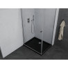Mexen Pretoria otváracia sprchová kabína 100 x 120 cm, transparentná, chróm + brodzik Flat, čierny