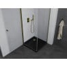 Mexen Pretoria sprchovací kút skladacie 70 x 70 cm, priehľadný, zlatý + vanička Flat, čierna - 852-070-070-50-00-4070G