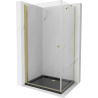 Mexen Pretoria sprchová kút skladací 70 x 90 cm, priehľadný, zlatý + vanička Flat, čierna - 852-070-090-50-00-4070G