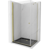 Mexen Pretoria sprchovací kút 80 x 90 cm, transparentný, zlatý + vanička Flat, čierna - 852-080-090-50-00-4070G